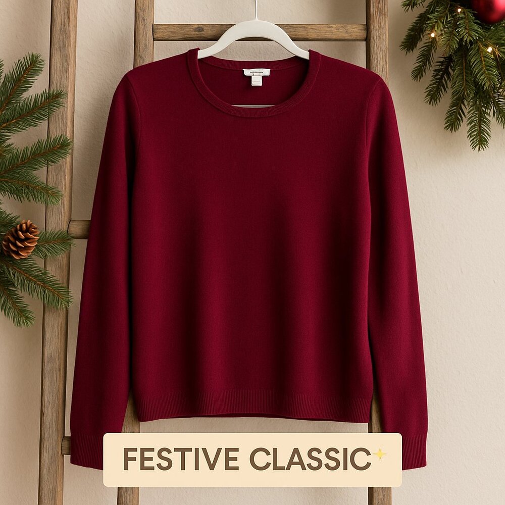 Charter Club 100% Cashmere Crewneck Sweater XL — Cranberry Wine (Burgundy)